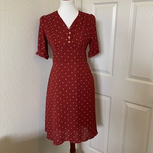 Simple Retro Burgundy Fit and Flare Dress